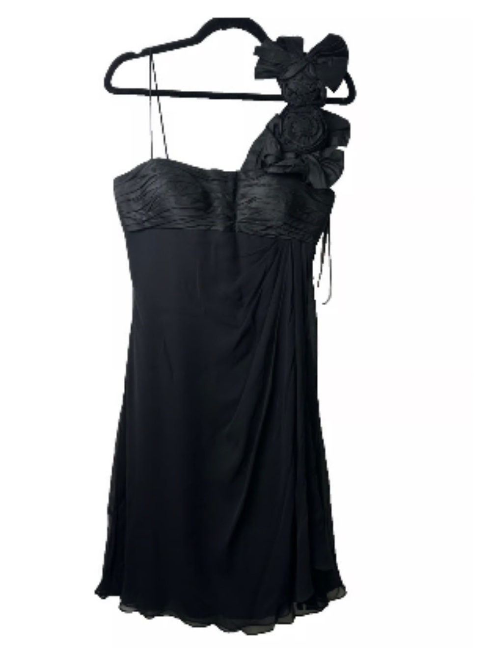 Formal Black Silk one shoulder dress